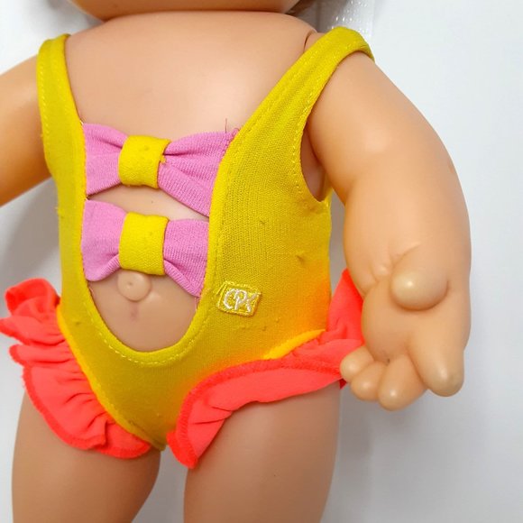 1991 Hasbro Cabbage Patch Kids Splash n Tan Hard Body Doll Summer Swimsuit Curly - Picture 2 of 6